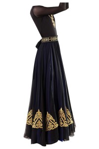 Design Xinjiang dance practice skirt set, custom-made Uyghur dance performance test costumes, Uyghur costumes, double-layer swing skirts SKDO018 side view